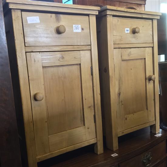 Pair French pine bedside cuboards